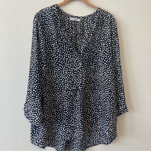 Dalia Hearts Print Black and White Blouse